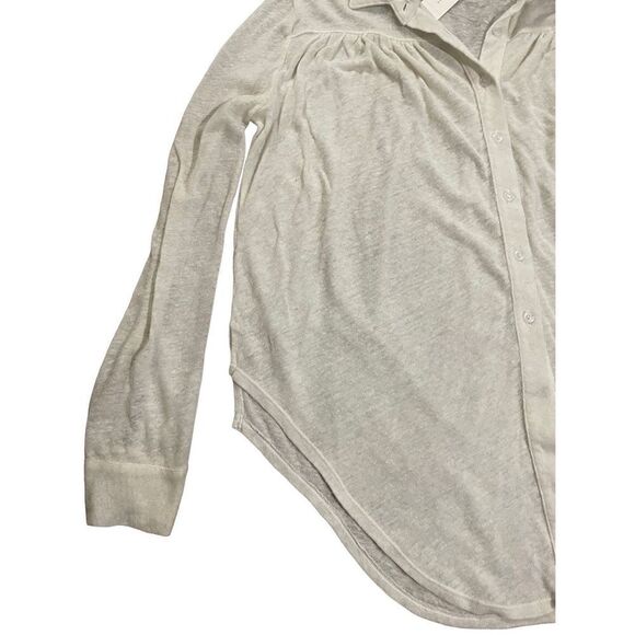 Anthropologie t.la sheer ivory long sleeve collar blouse size small NWT - Picture 3 of 9